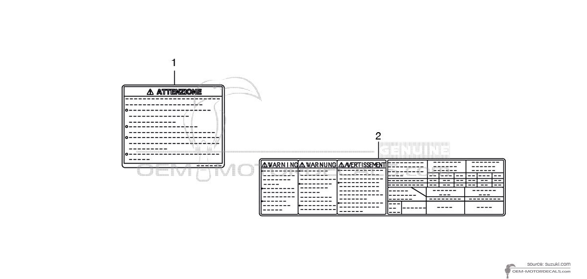 Adesivi per Suzuki GSF1250N BANDIT - Etichette di avvertenza • Suzuki Adesivi OEM